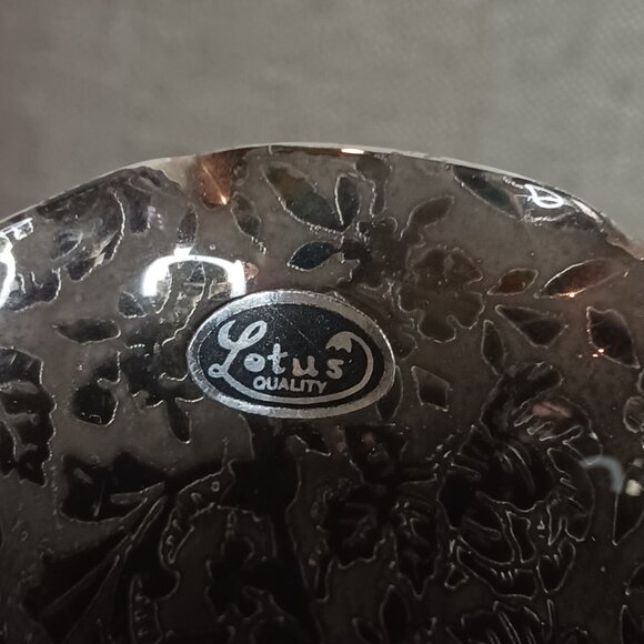 Lotus Silver Overlay Glass Ruffle Vase - Picture 6 of 7